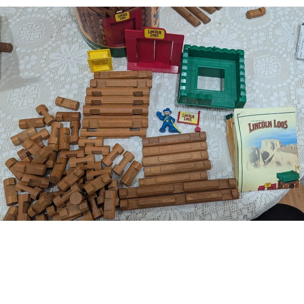 Lincoln Logs Fort Hudson Wood Building Set 70 Pcs Brown 00913 2008 Complete Set